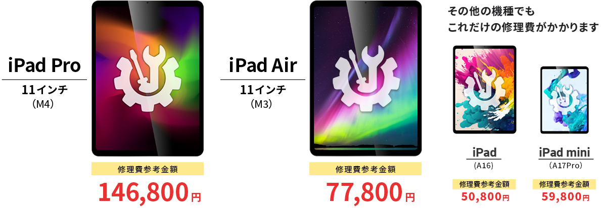その他の機種でもこれだけの修理費がかかります