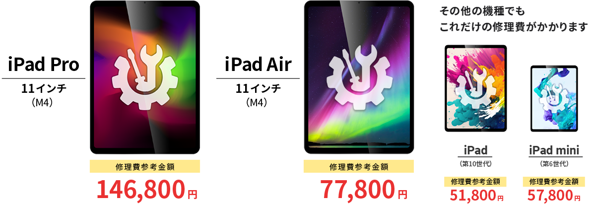 その他の機種でもこれだけの修理費がかかります